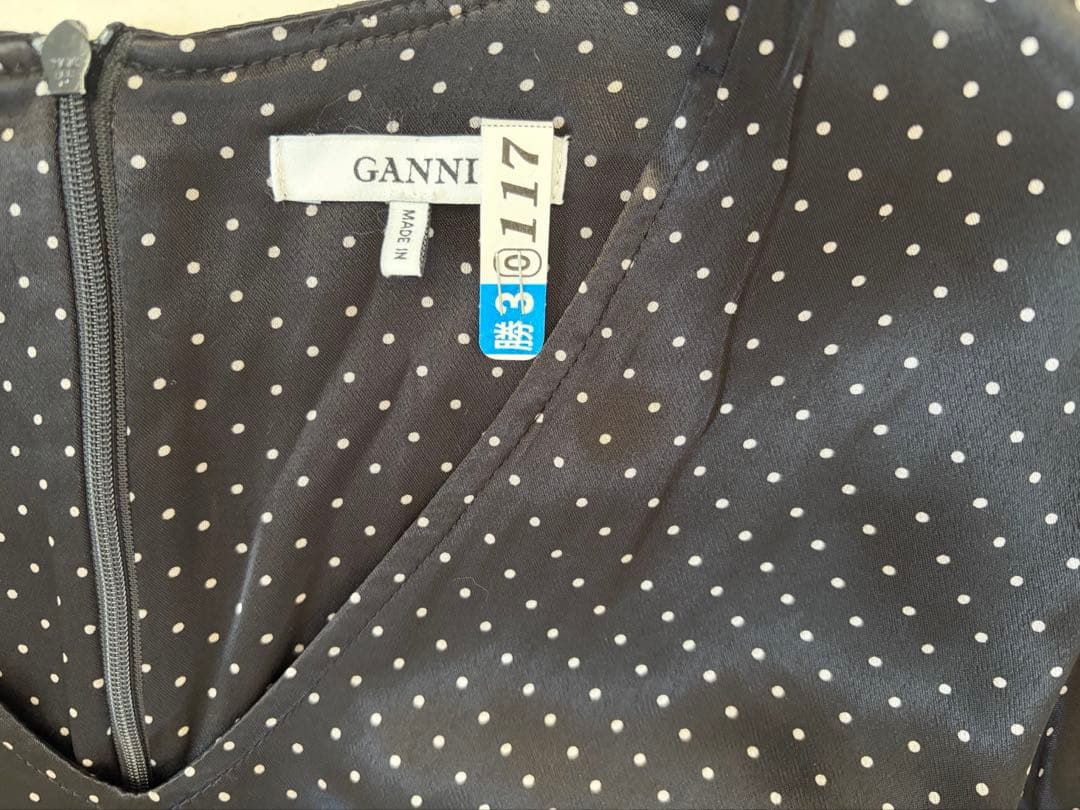 GANNI ロングワンピース　ドット　ブラック　36