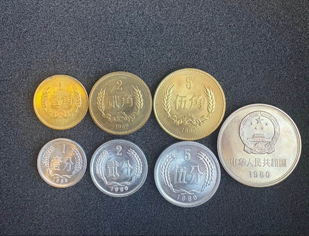 中国人民銀行 1980年初期硬貨　ミント 未使用