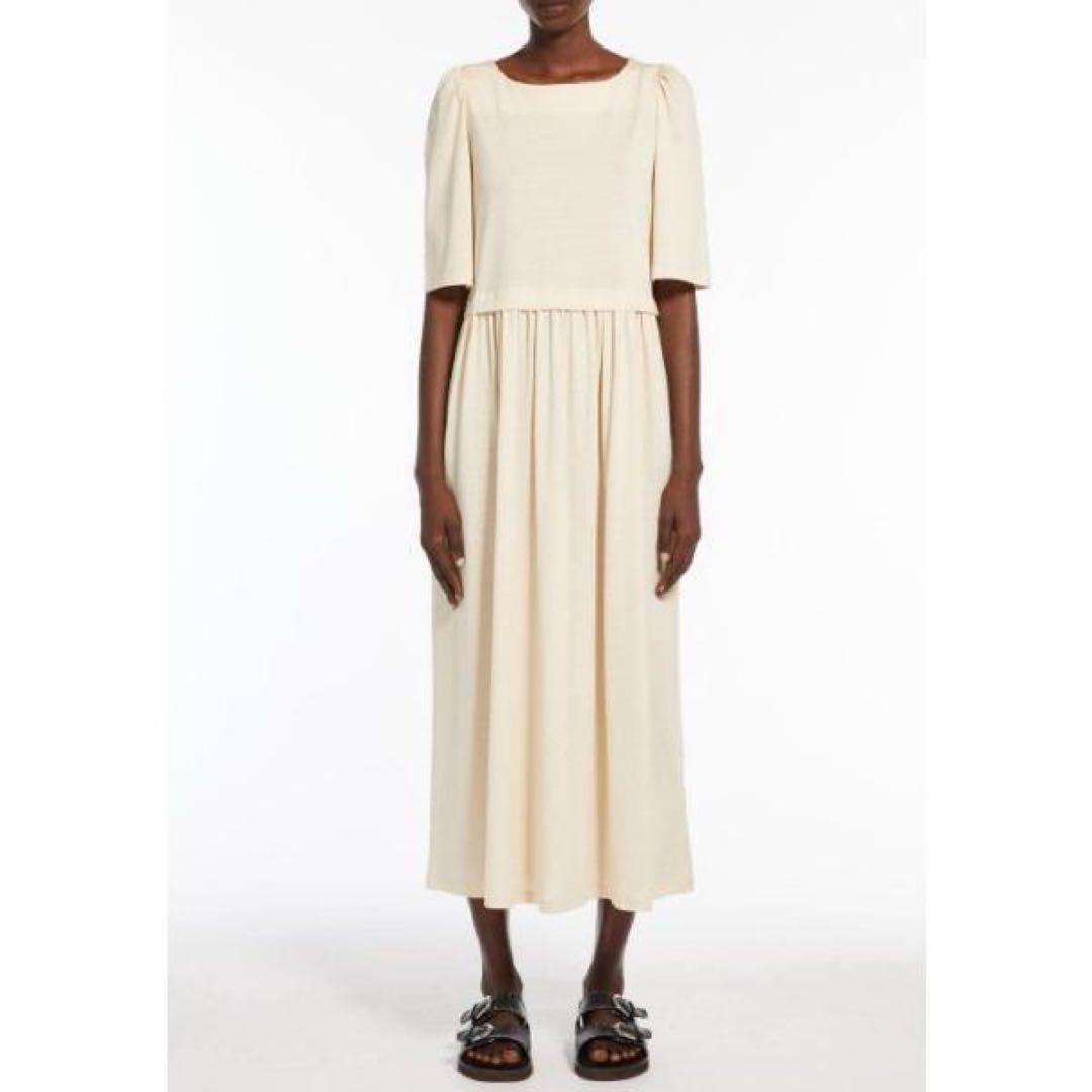 未使用級✨24SS マックスマーラ ジャージーワンピース ロング丈 アイボリー