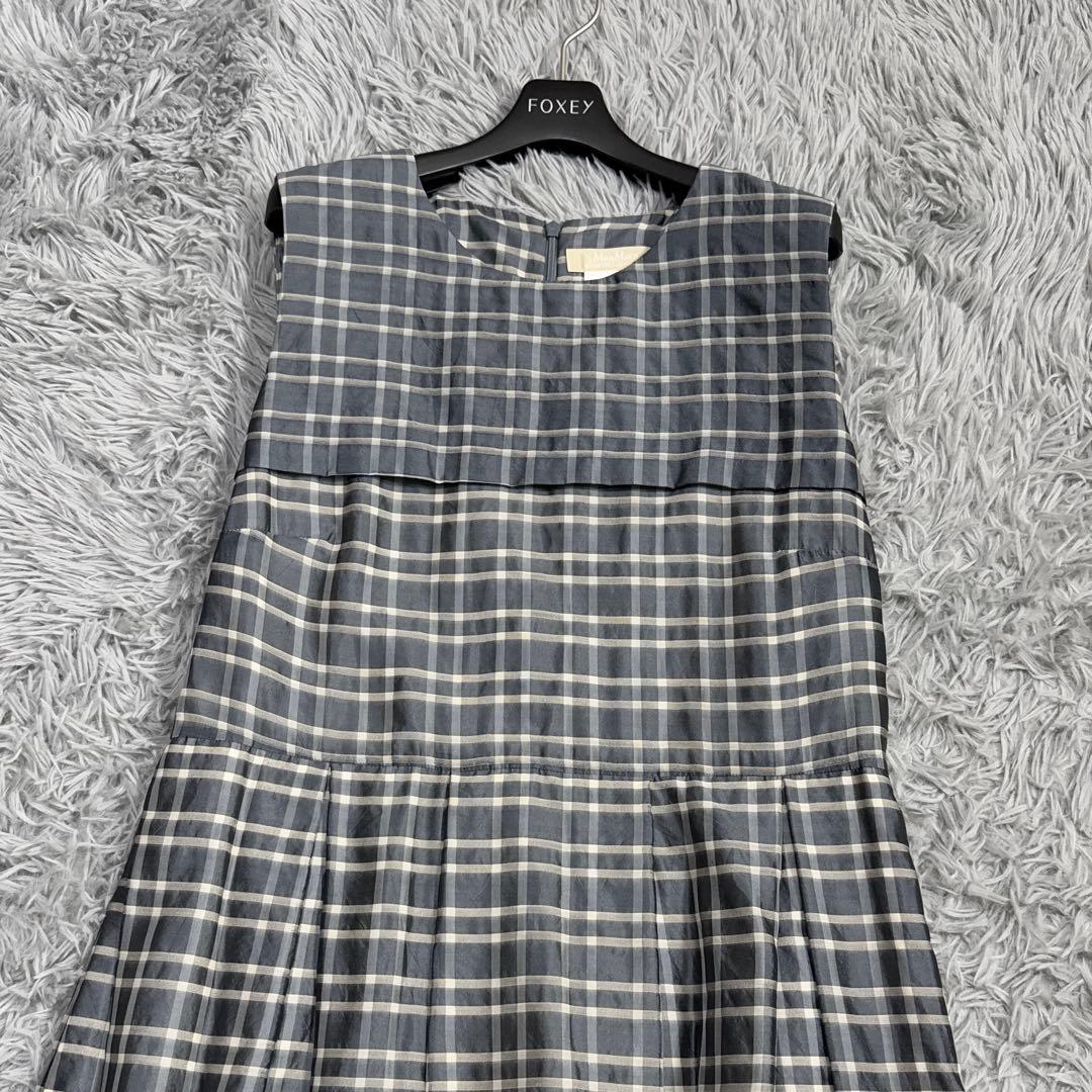 美品✨マックスマーラ 希少サイズ48 シルク チェックドレスワンピース ロング