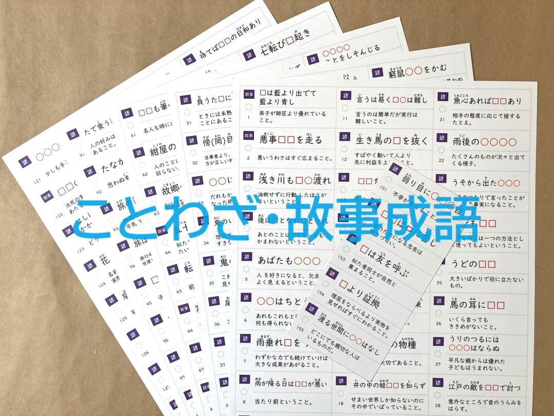 NEW☆カット済【中学受験】国語 知識編 暗記カード/練習帳・演習問題 7点 h