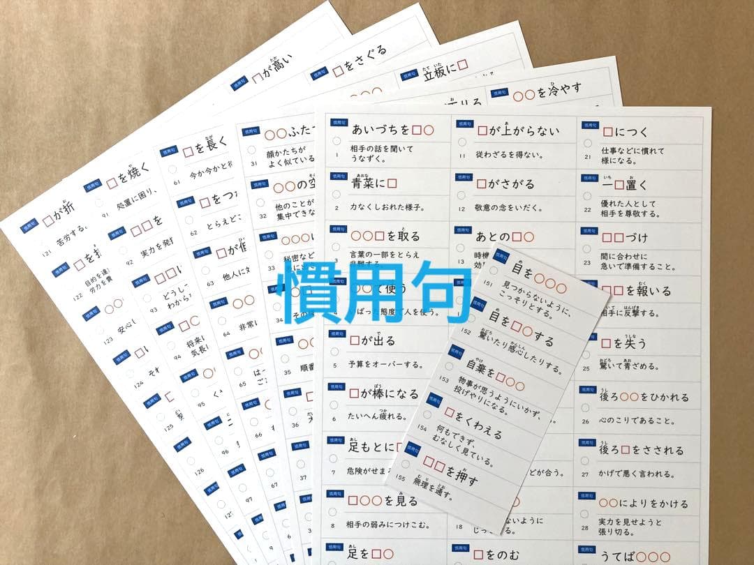 NEW☆カット済【中学受験】国語 知識編 暗記カード/練習帳・演習問題 7点 h