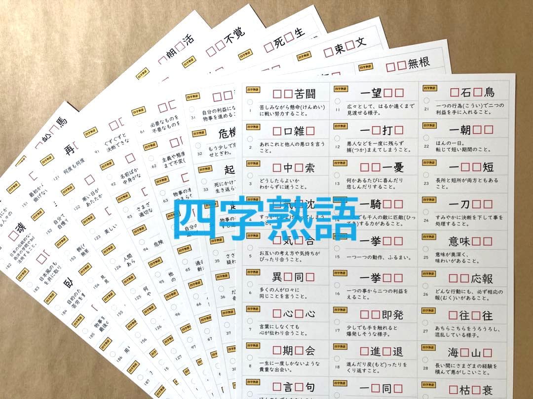 NEW☆カット済【中学受験】国語 知識編 暗記カード/練習帳・演習問題 7点 h