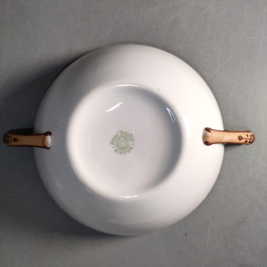 A1293-5/オールドノリタケ/果実図取手付ボウル17cm/飾鉢/懐石道具/