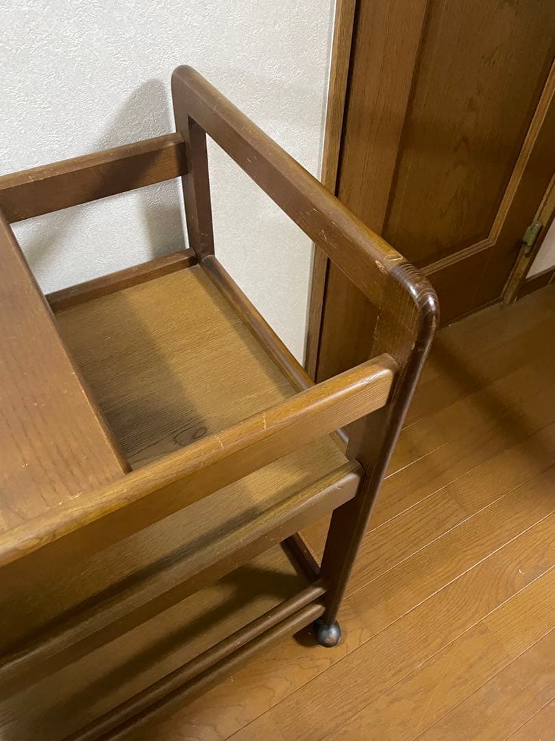 木製3段キッチンワゴン フラワー装飾付き