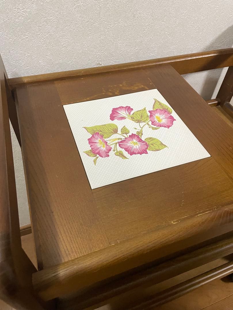 木製3段キッチンワゴン フラワー装飾付き
