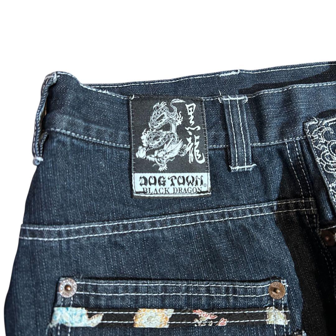 DOG TOWN 黒龍 和柄 刺繍 バギーパンツ Y2K ドッグタウン a
