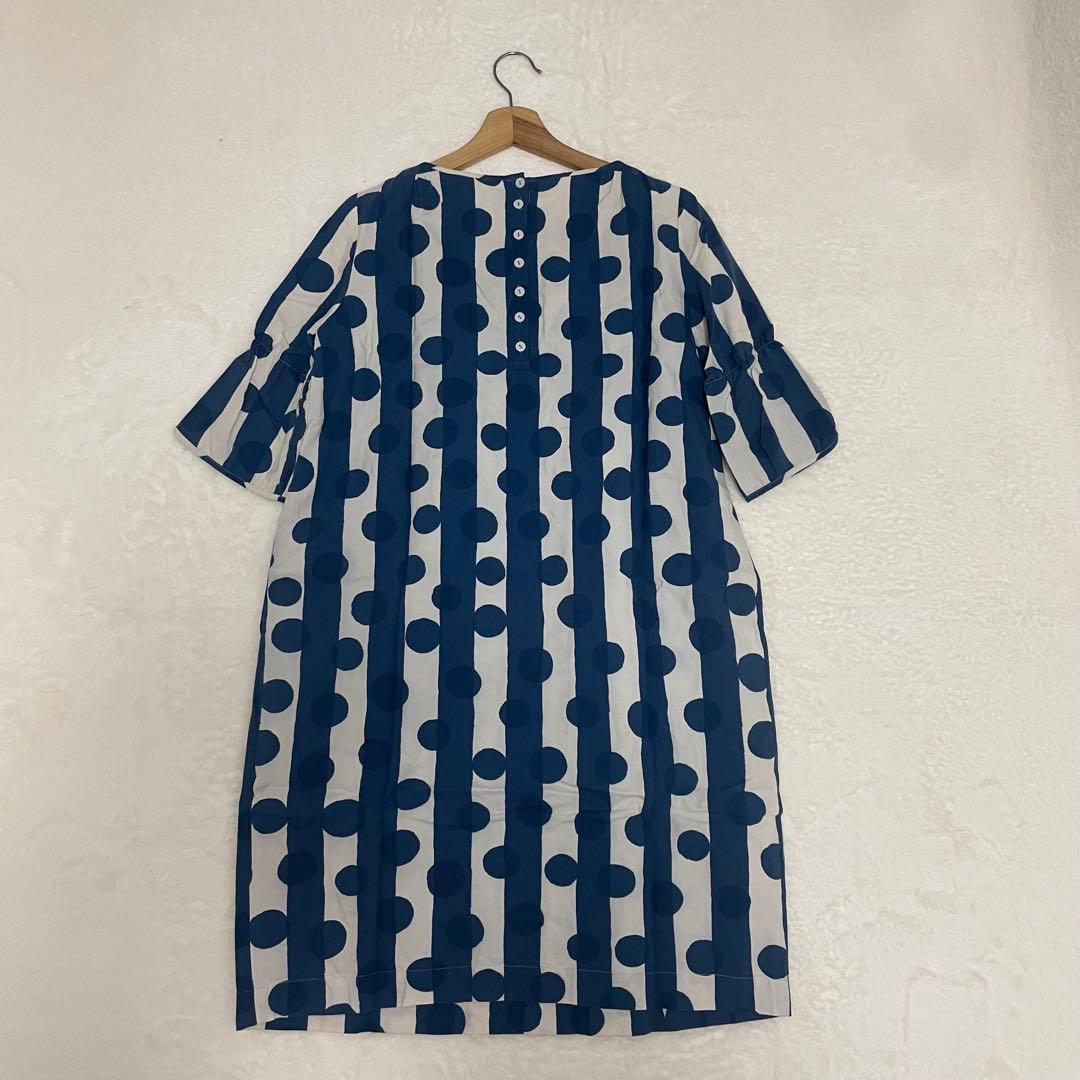 ミナペルホネン friend ロングワンピース ドット ストライプ
