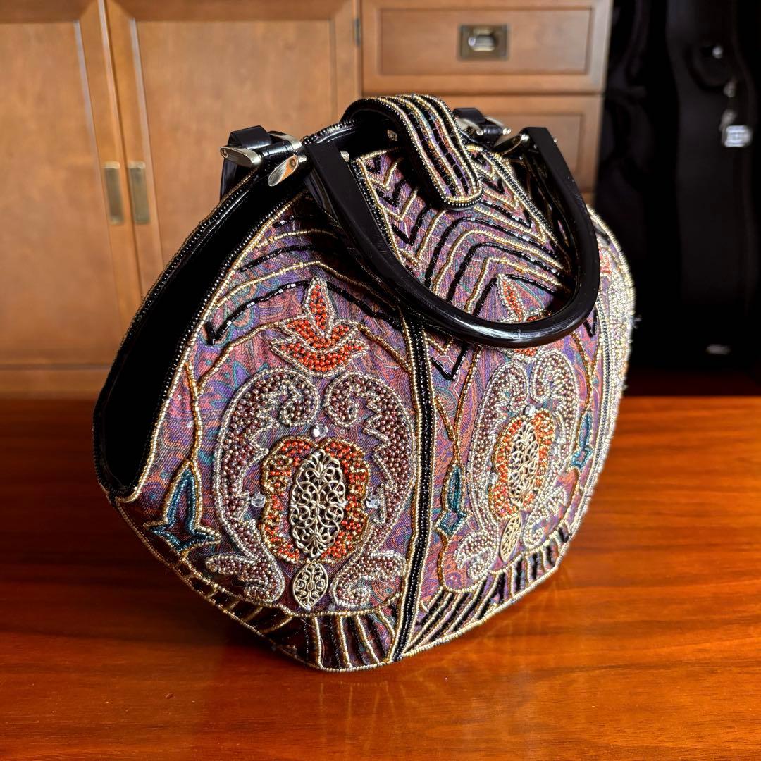和装【 刺繍 ビーズバッグ 】がま口