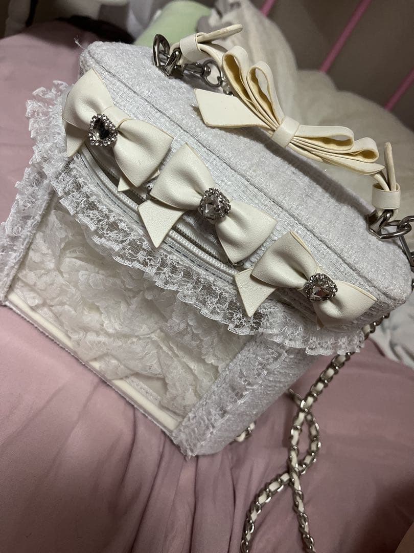 Ank Rouge ホワイト 確定ファンサのおまじないツイードバニティBag