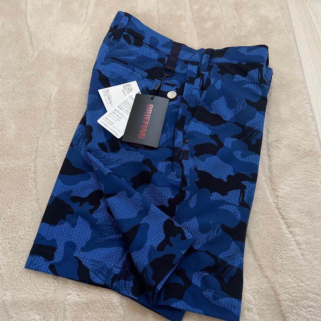 新品★27,500円 メンズS BRIEFING カモフラショートパンツ 青黒