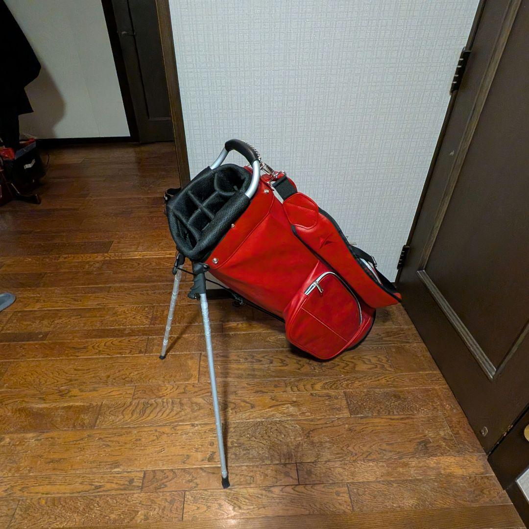 【極美品/お洒落】ゴルフバッグ スタンド式　キャディーバッグ　AXEL レザー
