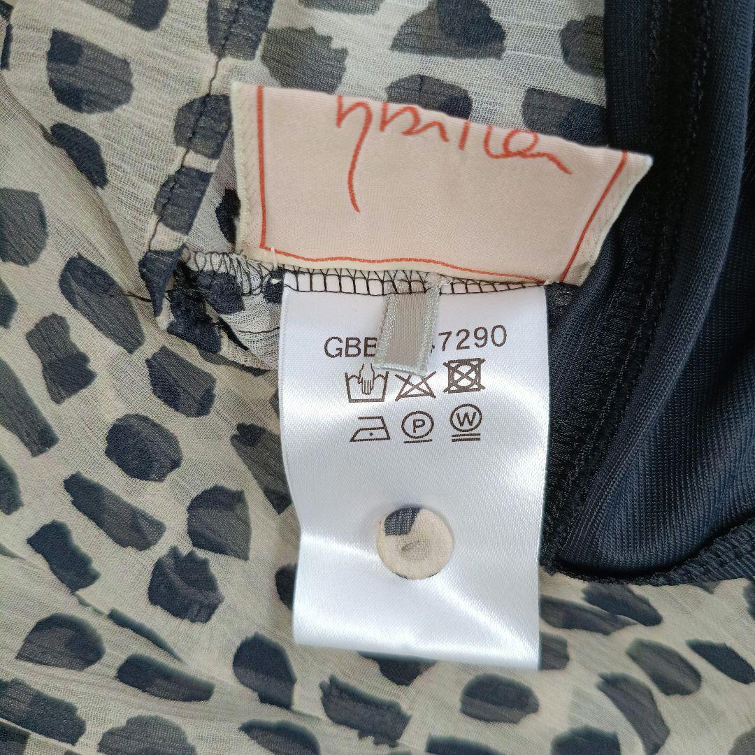 美品✨シビラ現行　ボウタイリボン 総柄　シフォンブラウス　長袖　M