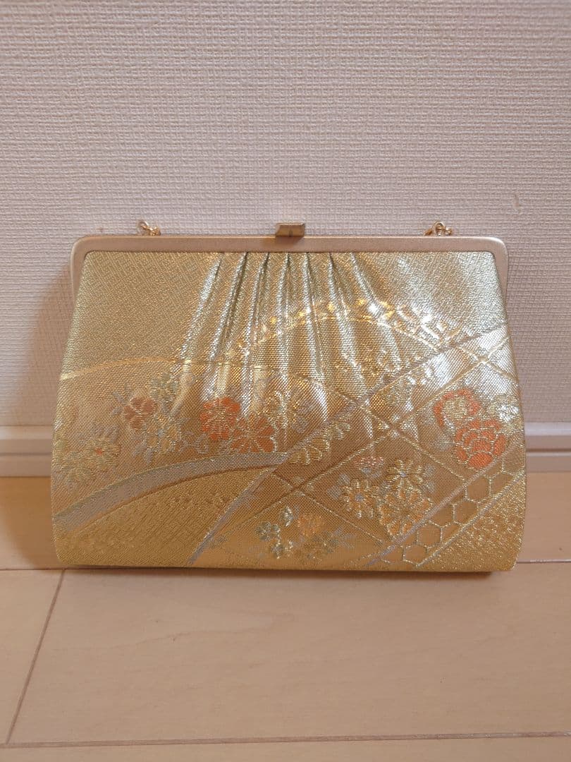 美品☆和装 草履バッグセット 着物 ゴールド 木箱