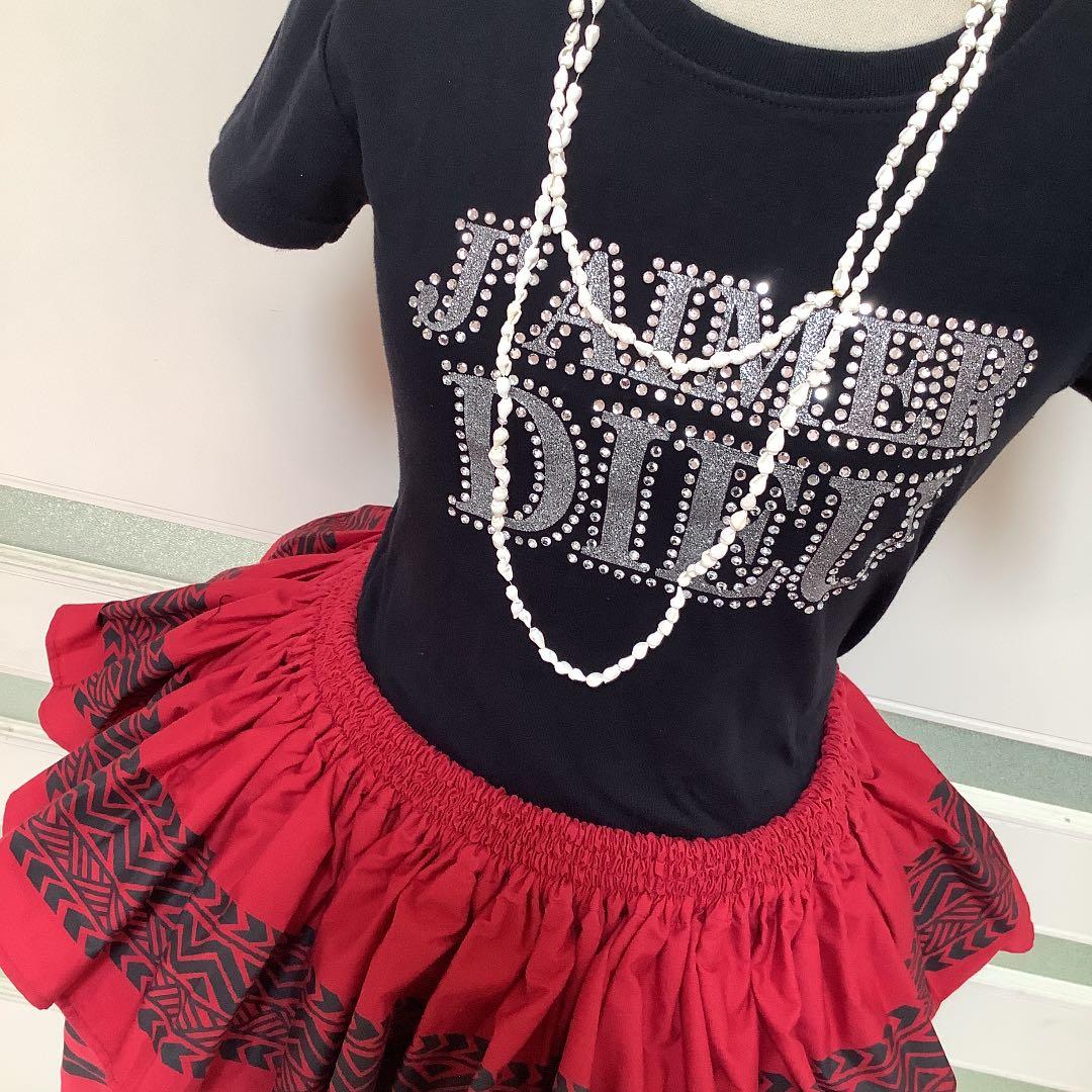 Hawaii  フラダンス　パウスカート【キラキラTシャツ＆シェルレイ】おまけ付