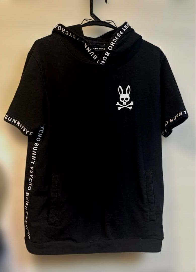 PSYCHO BUNNY サイコバニー ロゴテープ半袖パーカー M