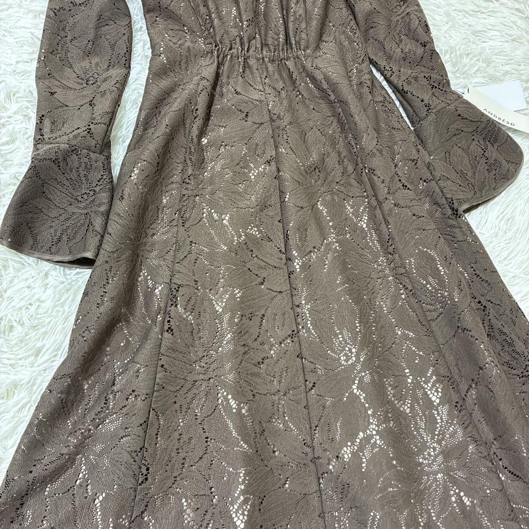 新品 ANDRESD back open teardrop dress モカ