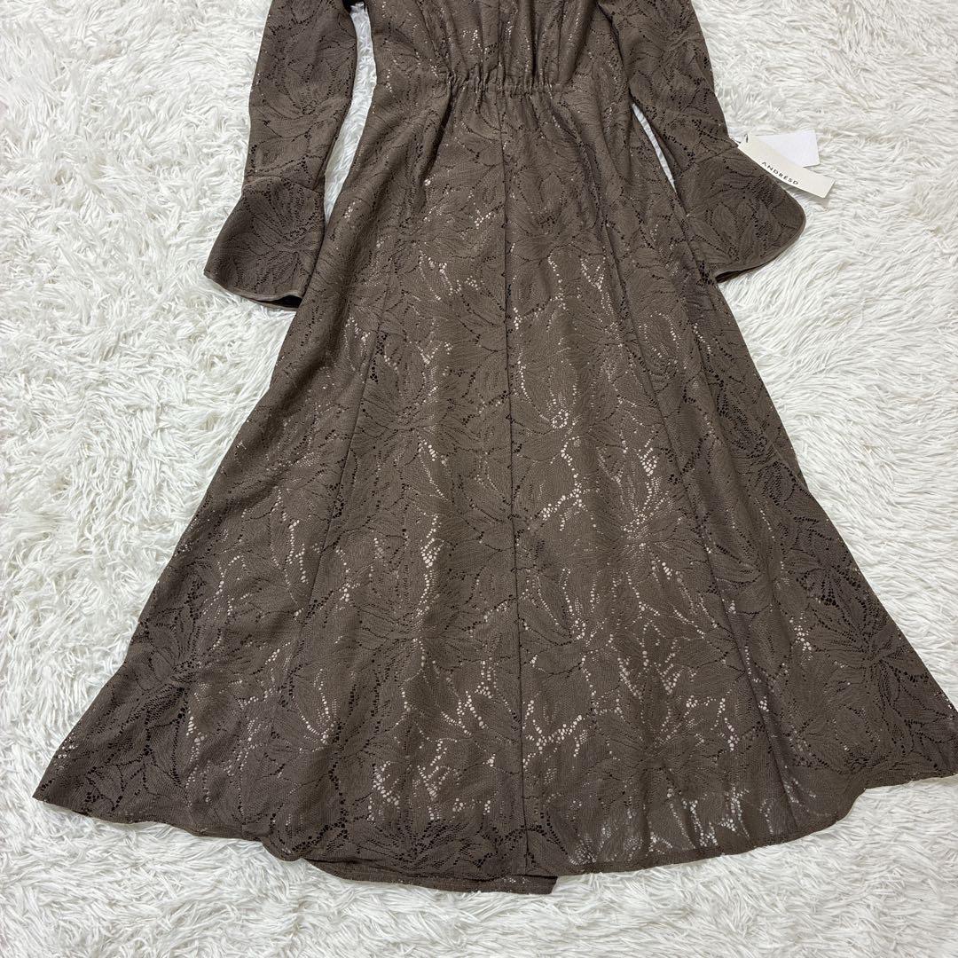 新品 ANDRESD back open teardrop dress モカ