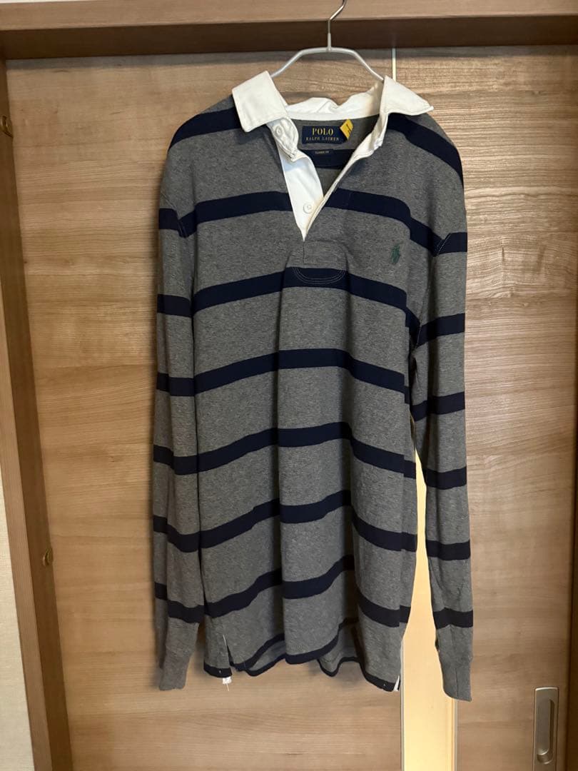 Polo Ralph Lauren ラガーシャツ グレー/ネイビーSサイズ