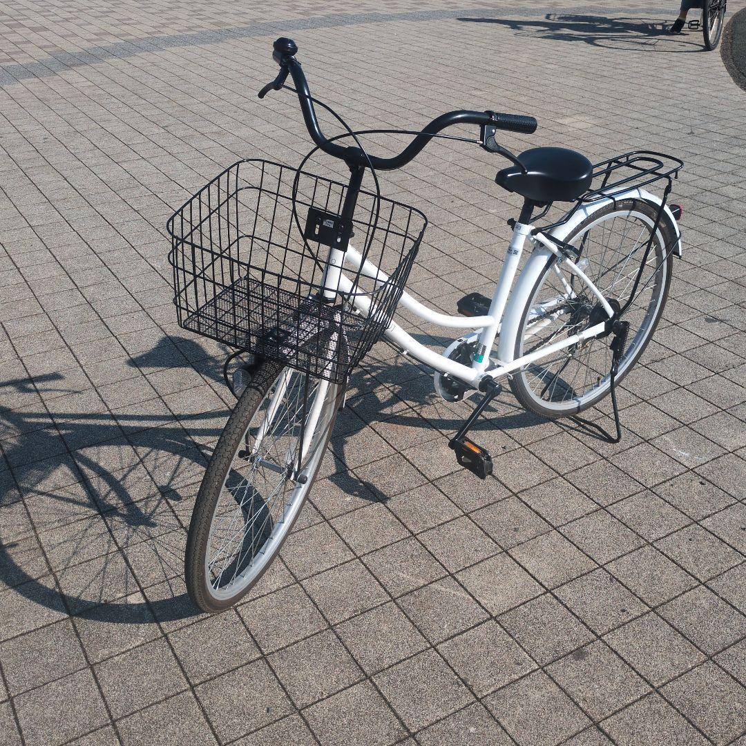 24インチ シティサイクル 前カゴ付き(引き取り限定)ホワイト