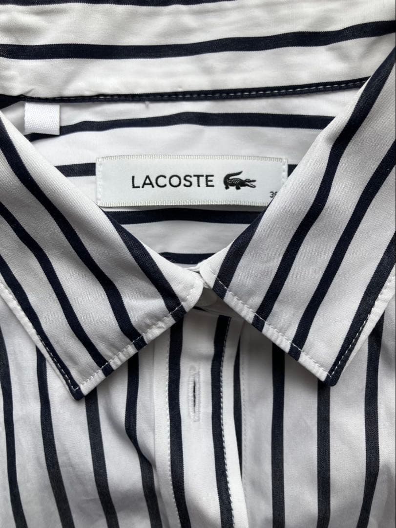 超美品❗️LACOSTE ラコステ　コットンポプリンストライプシャツ　ワンピース