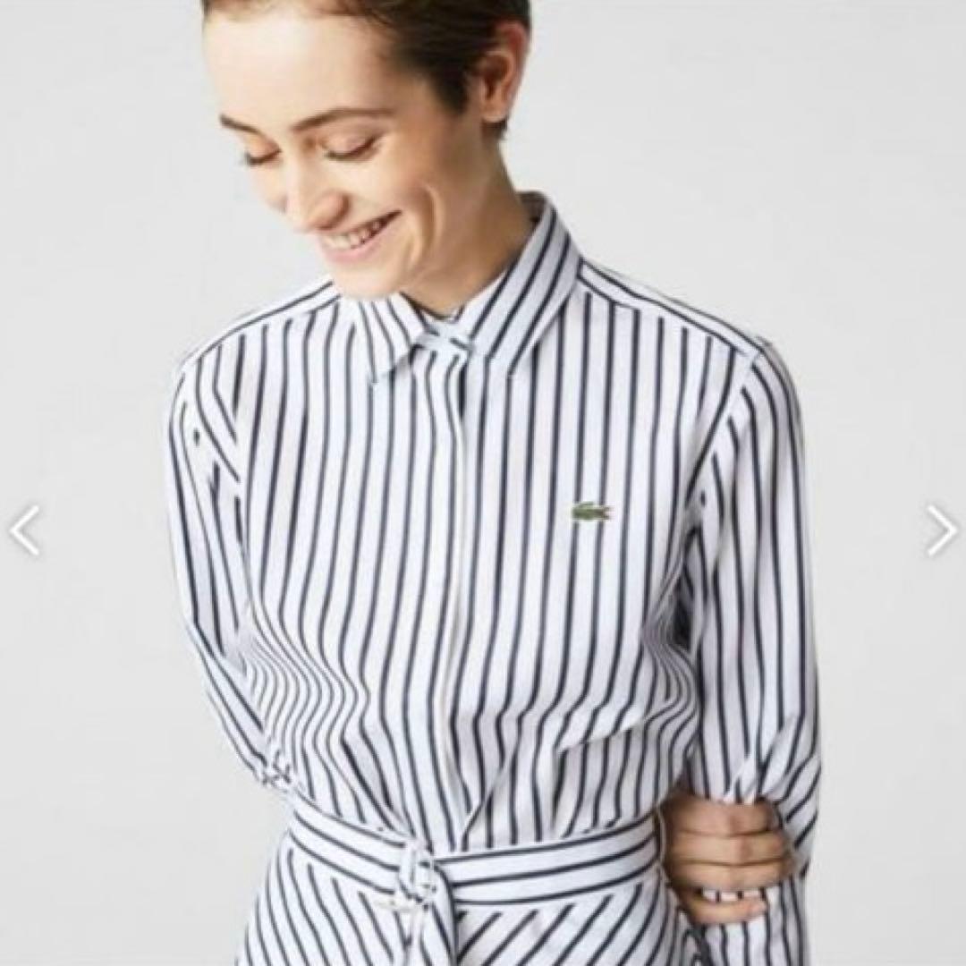 超美品❗️LACOSTE ラコステ　コットンポプリンストライプシャツ　ワンピース