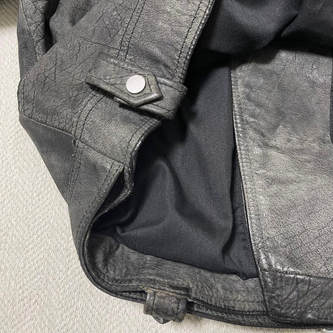 ZARA ザラ 水牛 本革 レザーライダースジャケット ヴィンテージ加工 L