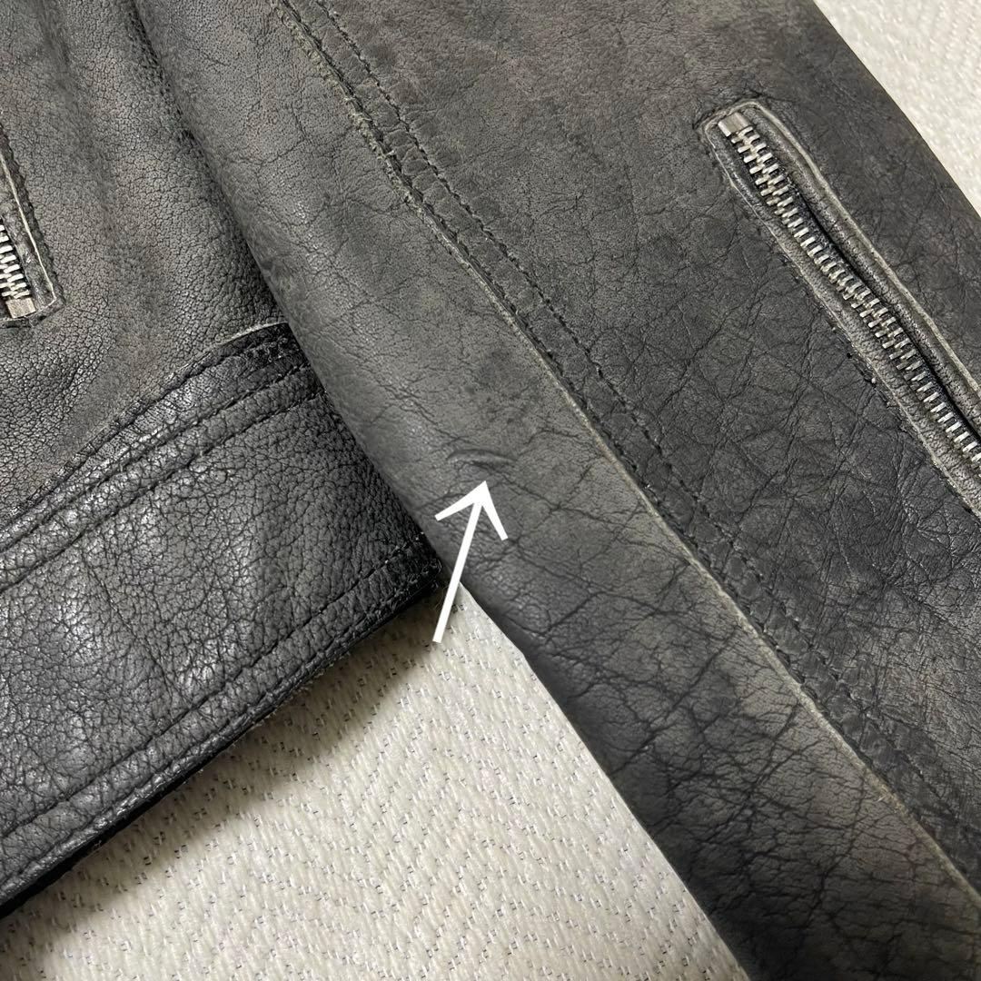 ZARA ザラ 水牛 本革 レザーライダースジャケット ヴィンテージ加工 L