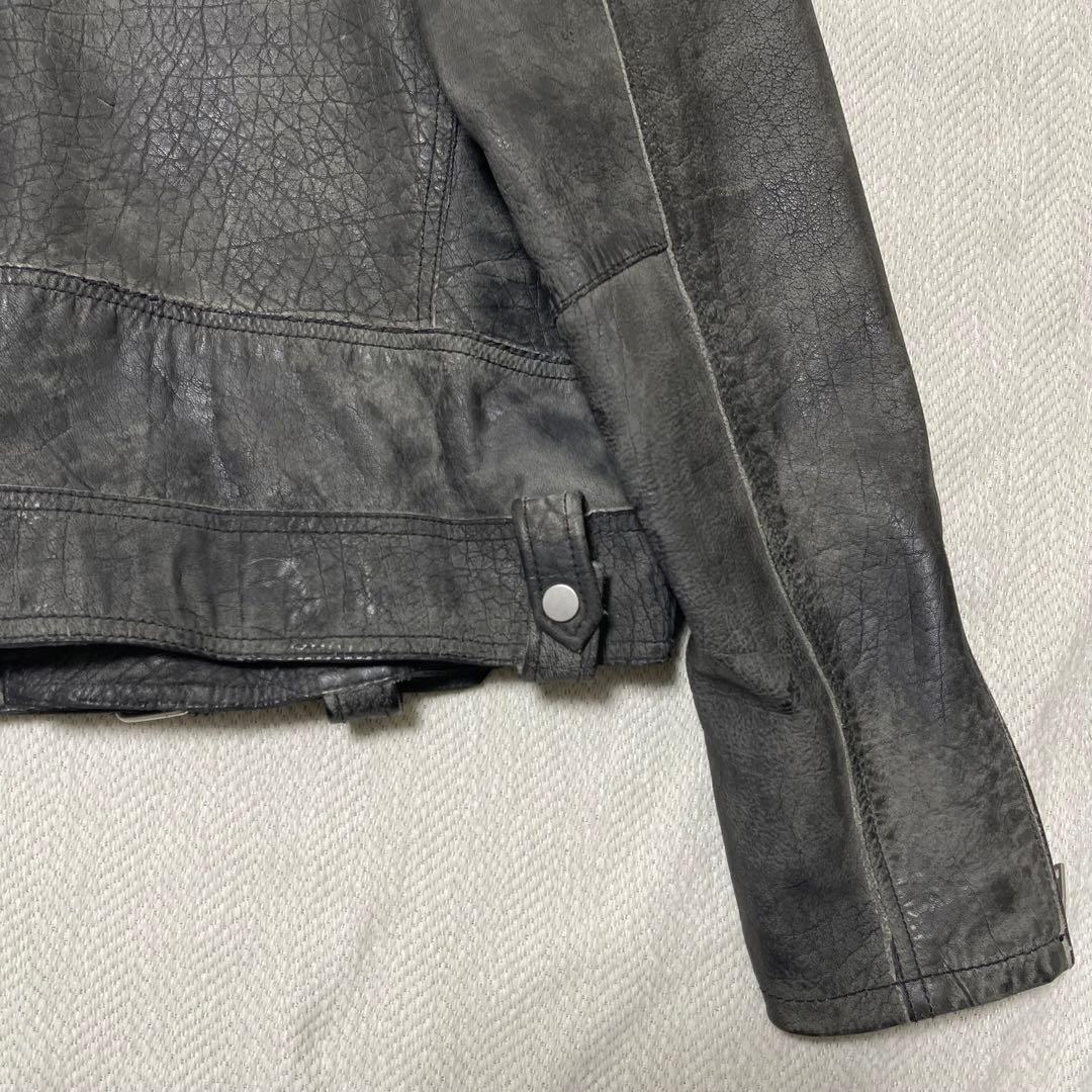 ZARA ザラ 水牛 本革 レザーライダースジャケット ヴィンテージ加工 L
