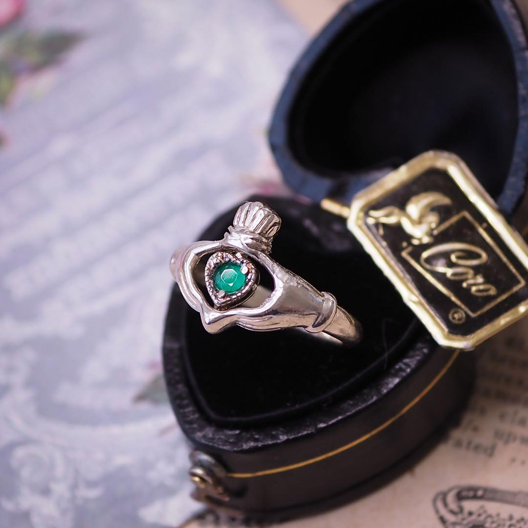 ＊925 翡翠のハートクラダリング emerald green ring