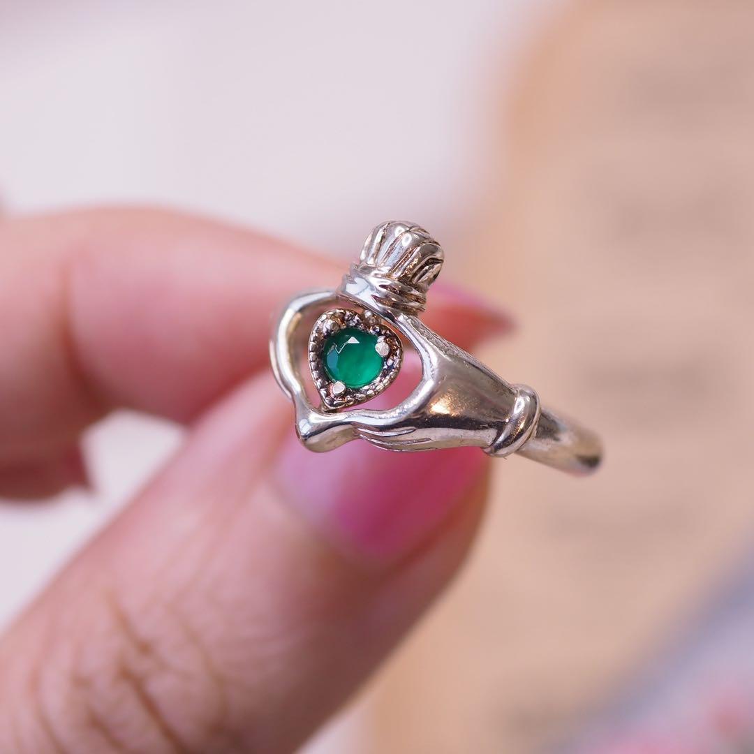 ＊925 翡翠のハートクラダリング emerald green ring