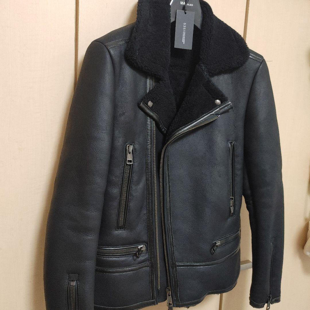 12日限定価格！5351プールオムディレクターズ羊革ムートンレザーライダース
