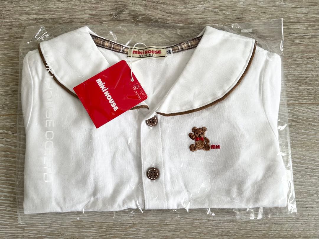 ミキハウス　ベア　半袖Tシャツ　セーラー　ベージュ　90