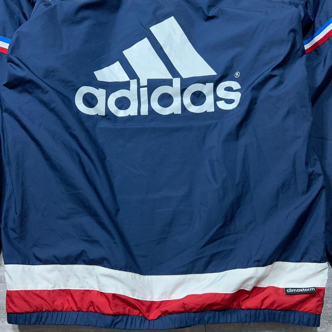 美品 adidas 防寒 裏地 ウィンドブレーカー上下セット メンズ Mネイビー