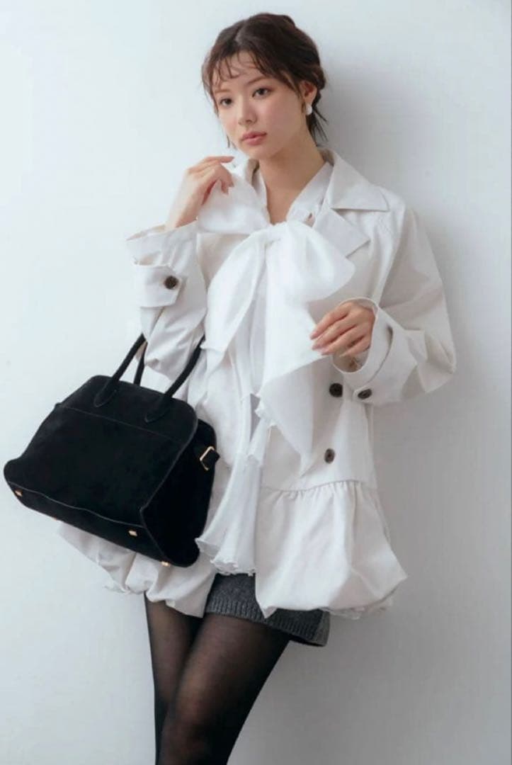 ❥petite＊mi-mi❥SALE ！2点BIGリボンチュニック 白、黒