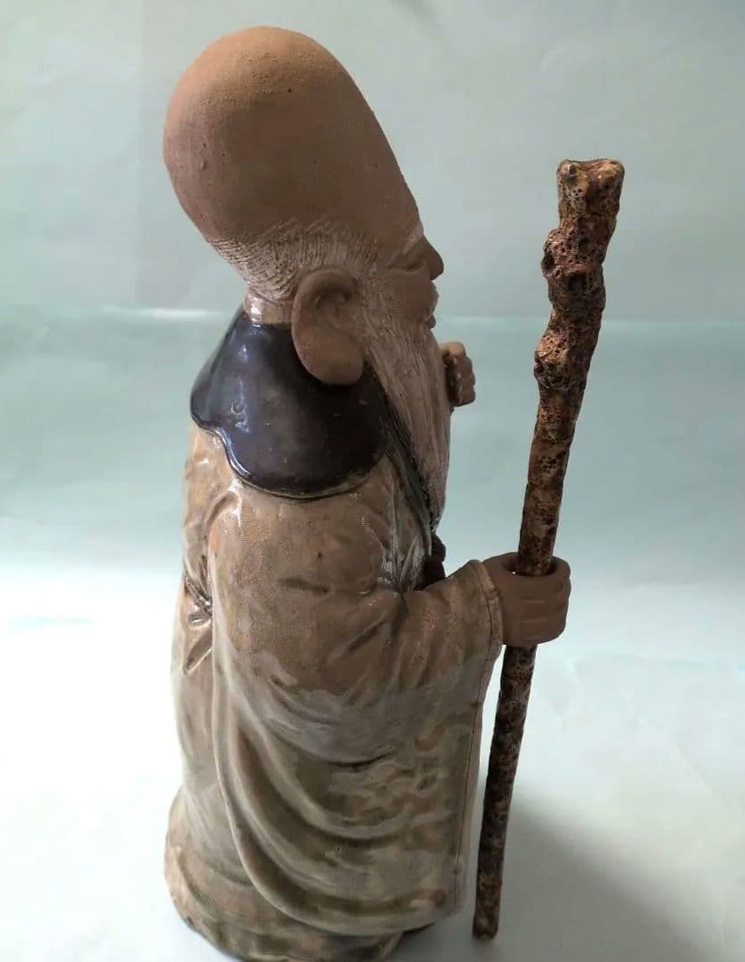 七福神　福禄寿（ふくろくじゅ）陶器置物　瀬戸　加藤進（号信人）作　高さ42cm