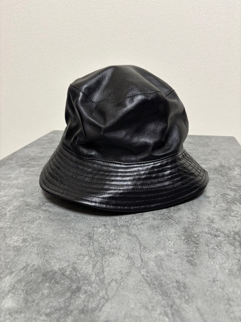 新品 KANGOL Faux レザー バケットハット 黒 XL カンゴール