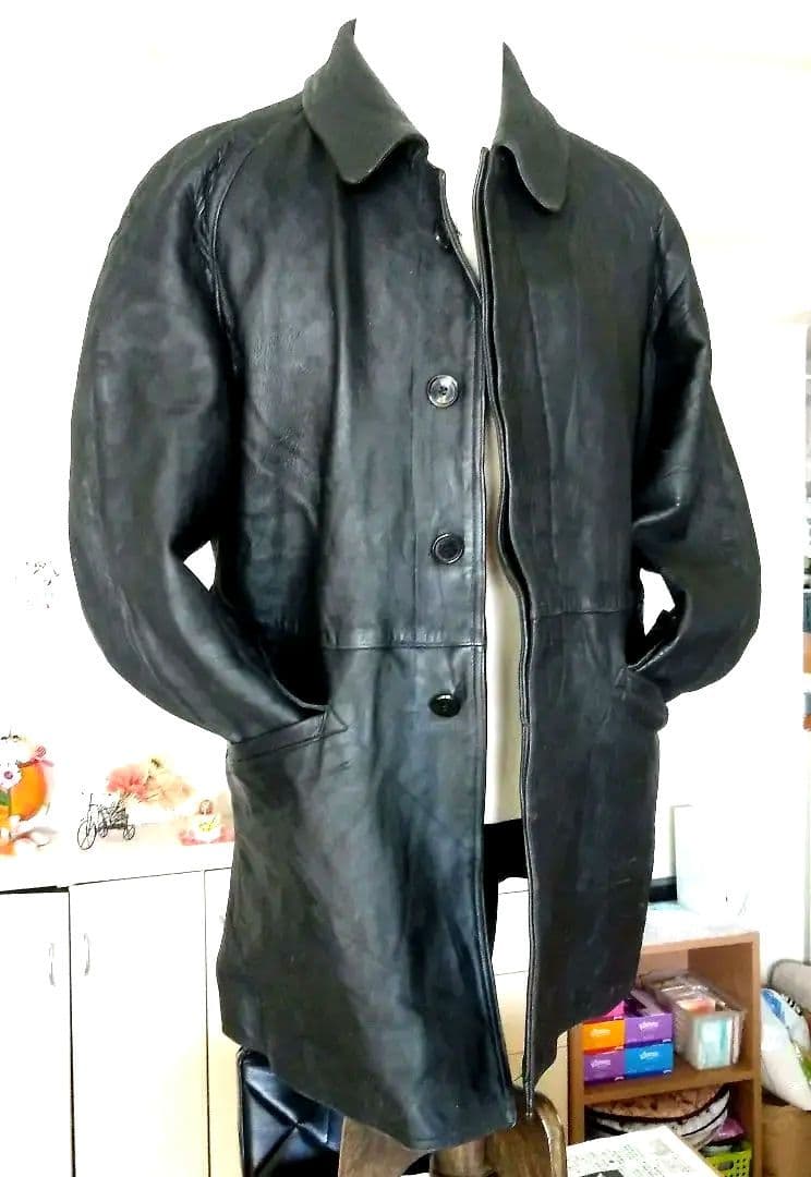 70s Vintage フランス軍 ファイヤーマン レザージャケット カーコート