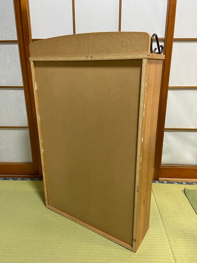 【昭和レトロ】木製 本棚 棚板高さ調整可 チェック柄 幅57cm レトロ家具