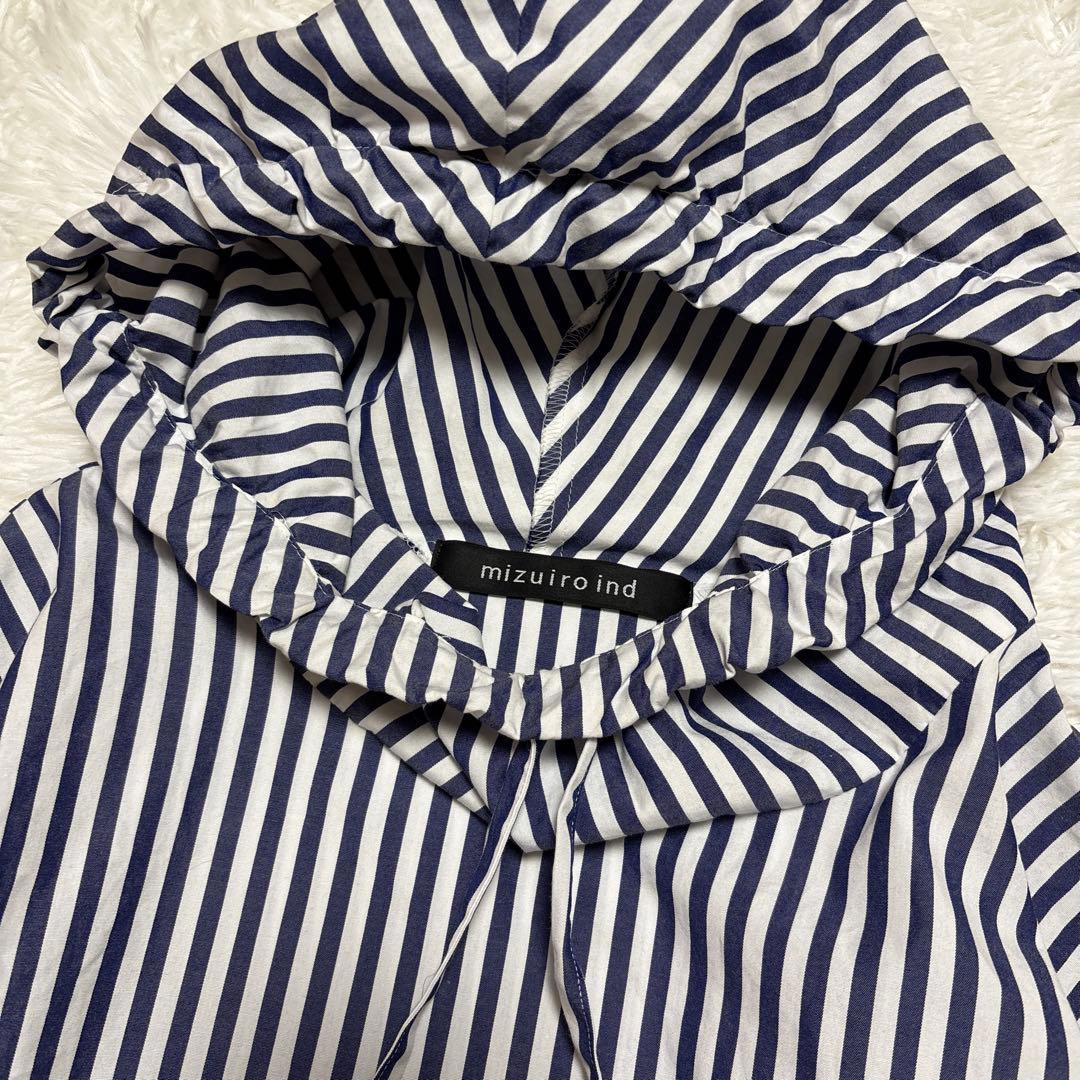 【美品】ミズイロインド♡ストライプ♡フード♡シャツ♡日本製♡トップス♡レディース