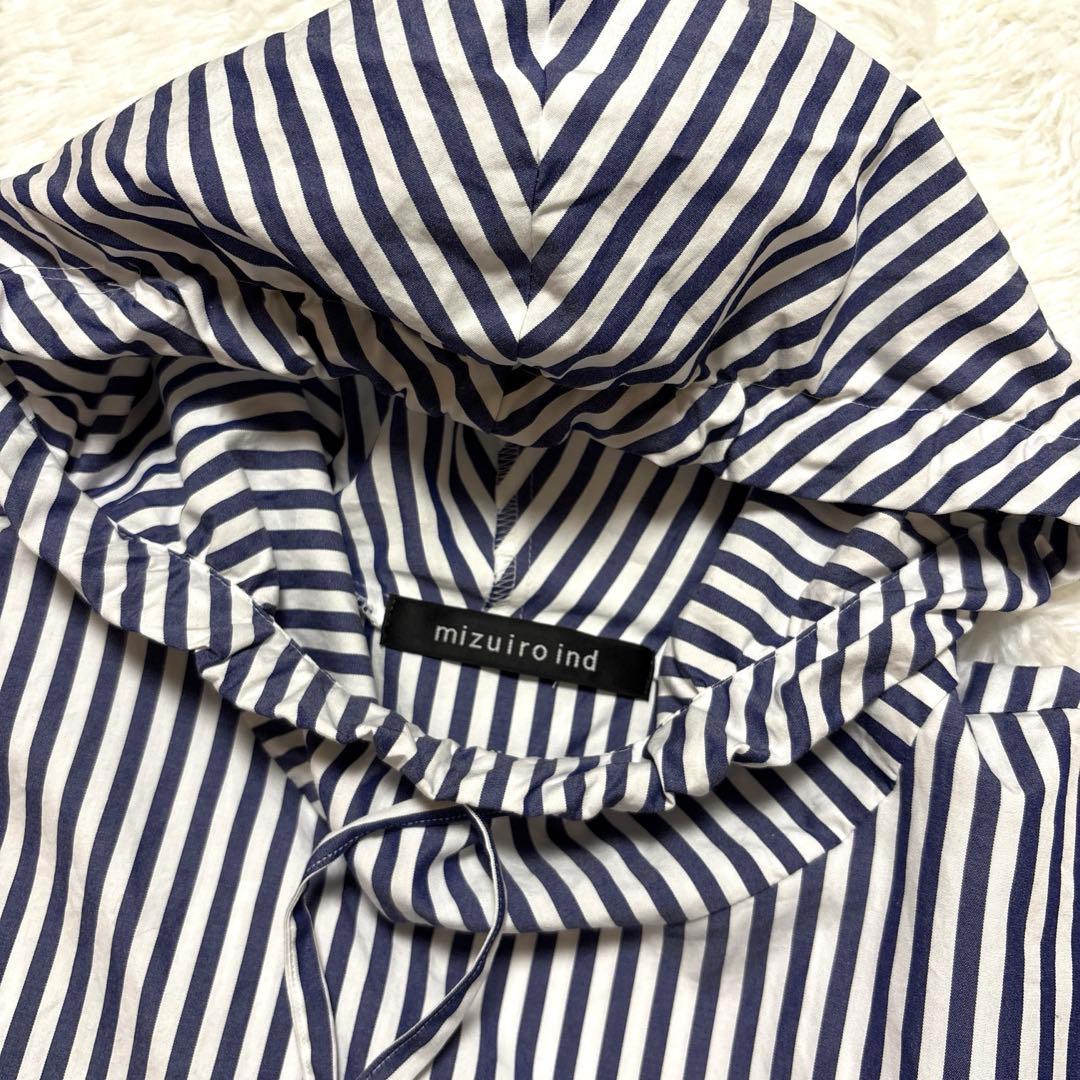 【美品】ミズイロインド♡ストライプ♡フード♡シャツ♡日本製♡トップス♡レディース
