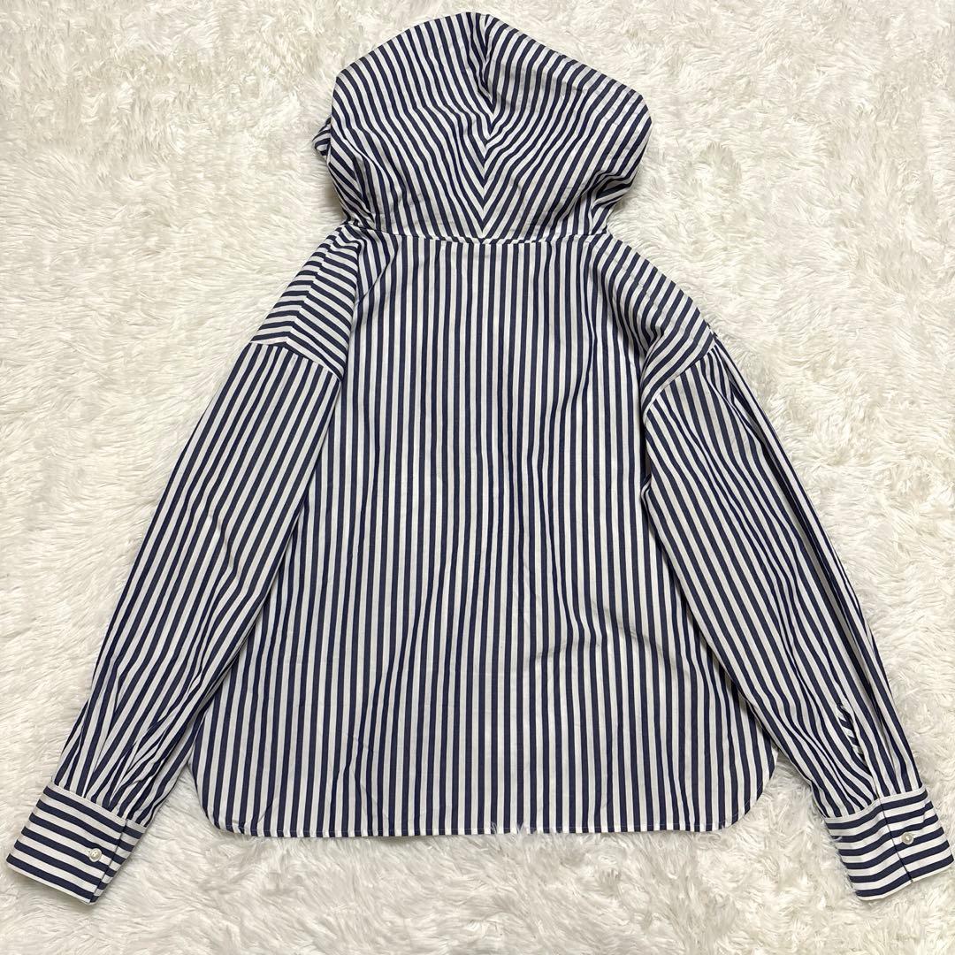 【美品】ミズイロインド♡ストライプ♡フード♡シャツ♡日本製♡トップス♡レディース