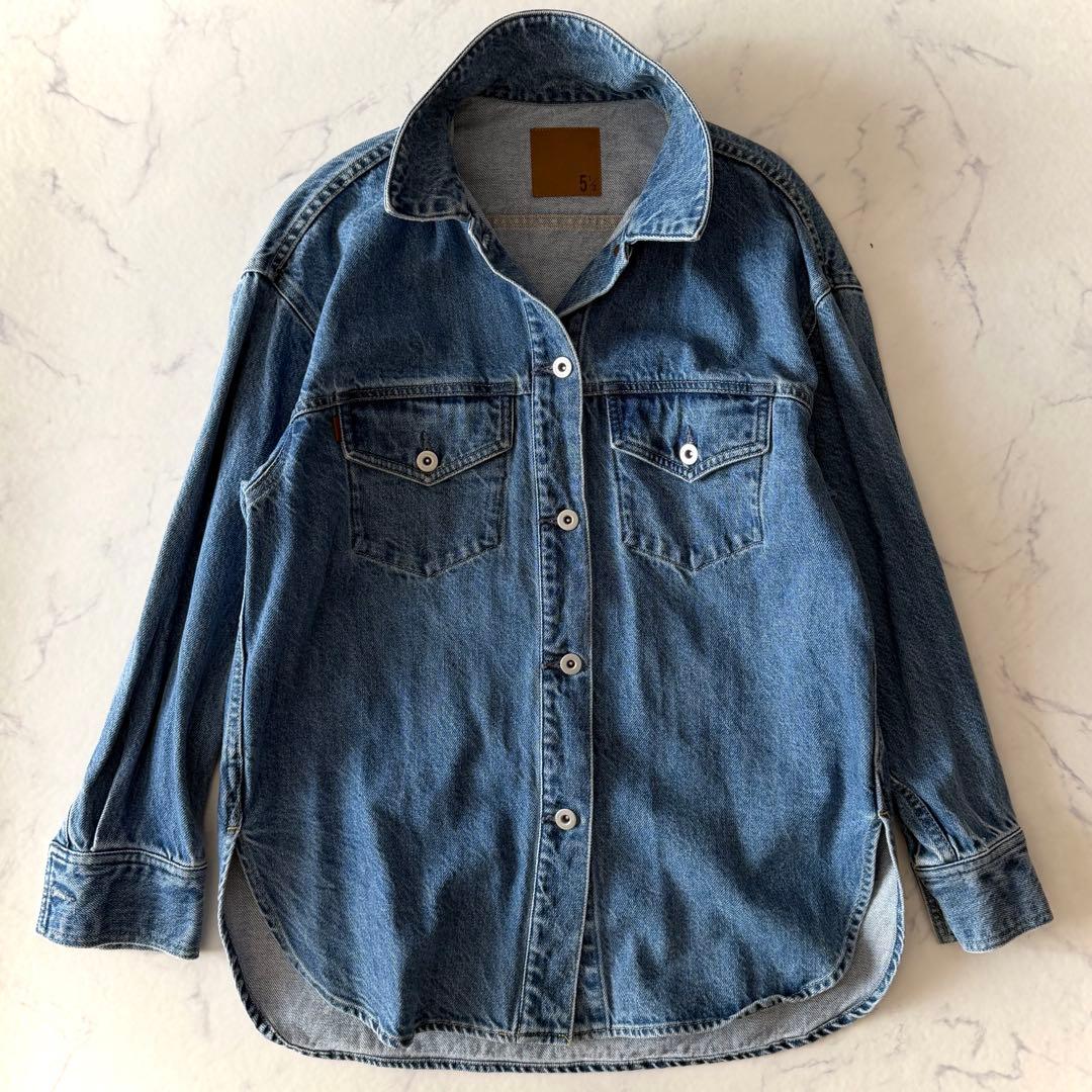 美品 スピックアンドスパン デニムシャツ ジャケット 5 1/2 ブルー 36
