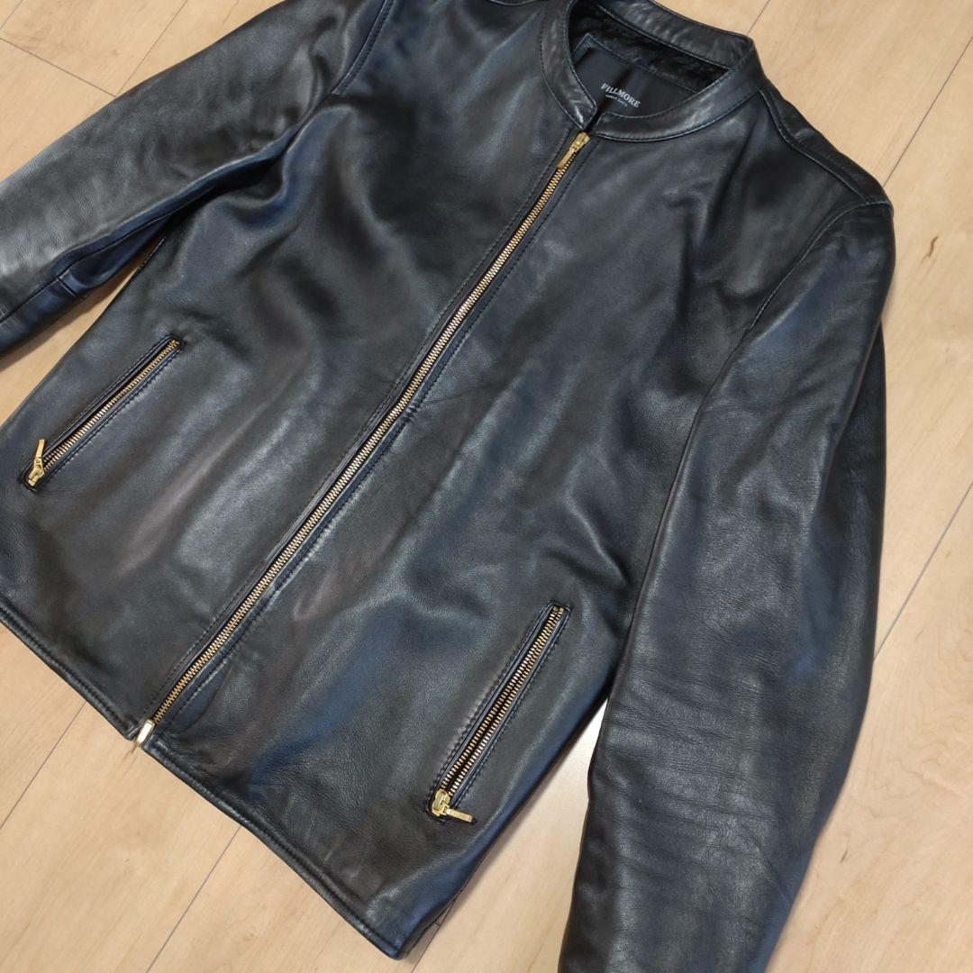 FILLMORE ブラック レザーシングルライダースジャケット ラムレザー