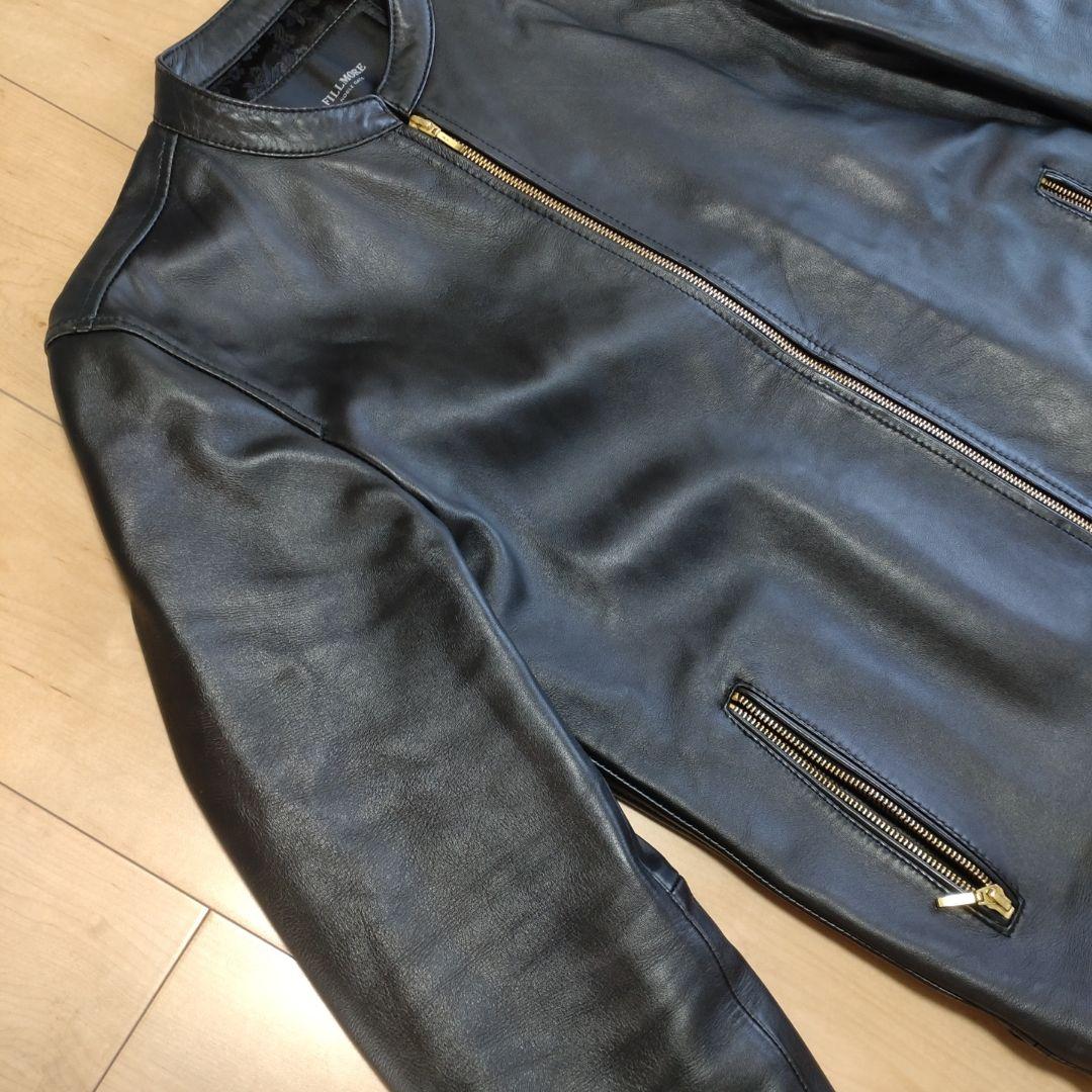 FILLMORE ブラック レザーシングルライダースジャケット ラムレザー