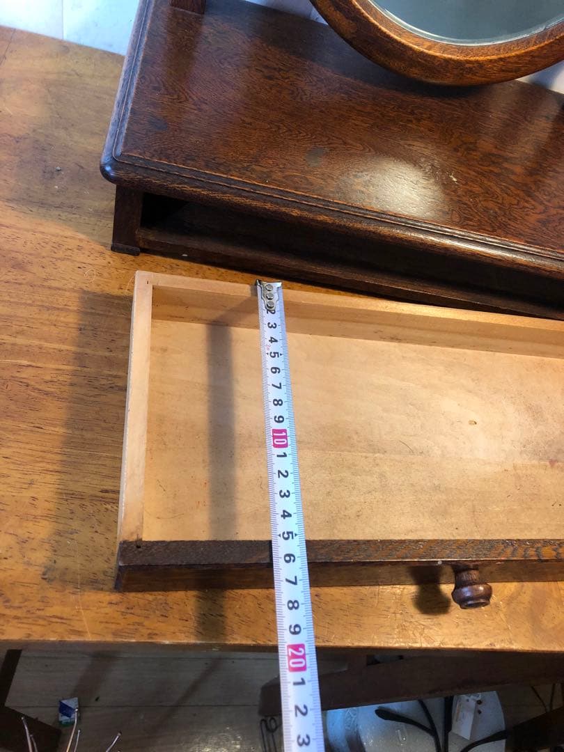 H 鏡台　メイクボックス　アクセサリースタンド　アンティーク調　スタンドミラー