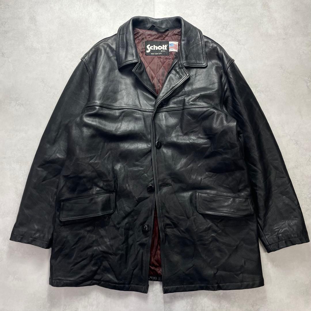 SCHOTT ショットUSA製 カーコート キルティング 黒 2XL 44