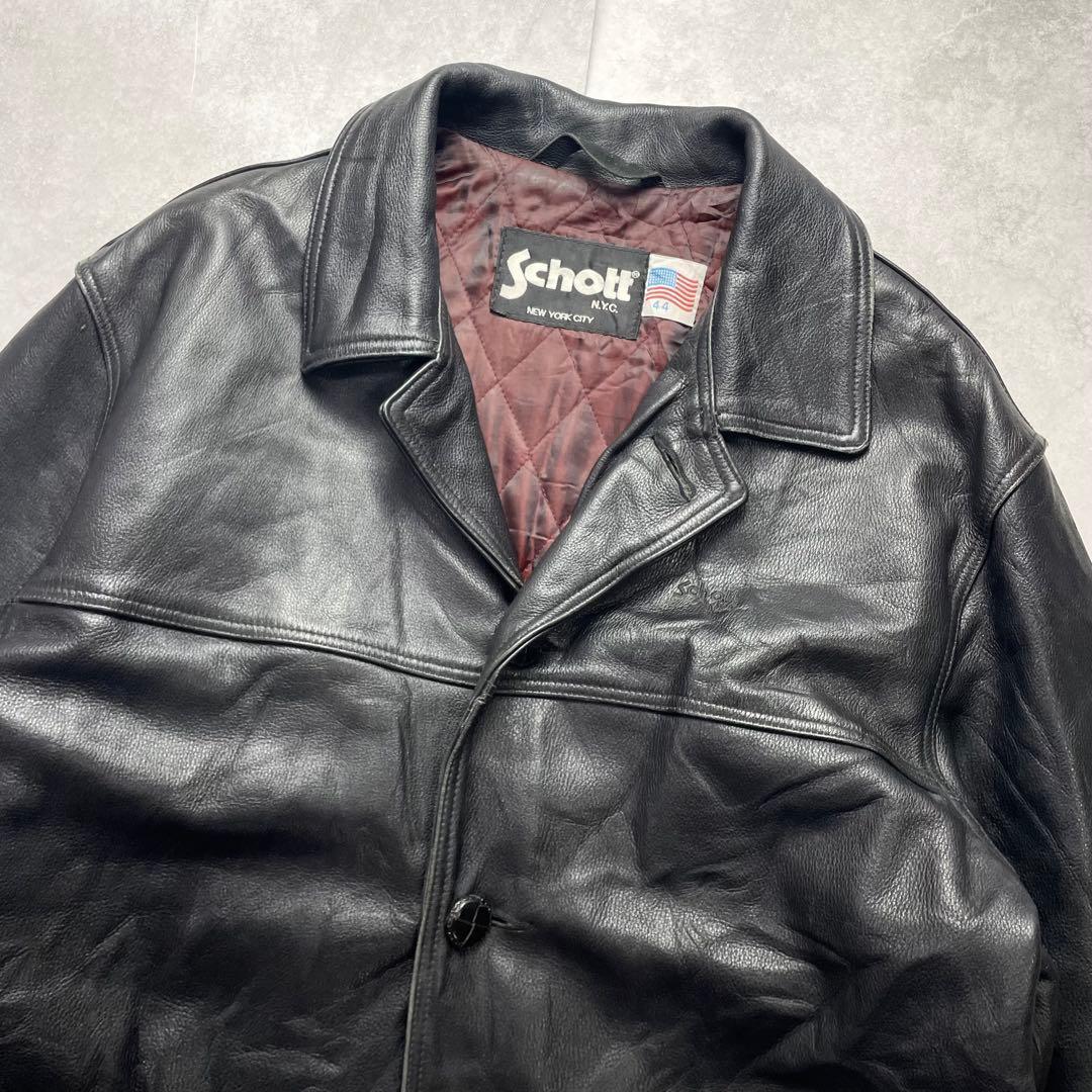 SCHOTT ショットUSA製 カーコート キルティング 黒 2XL 44