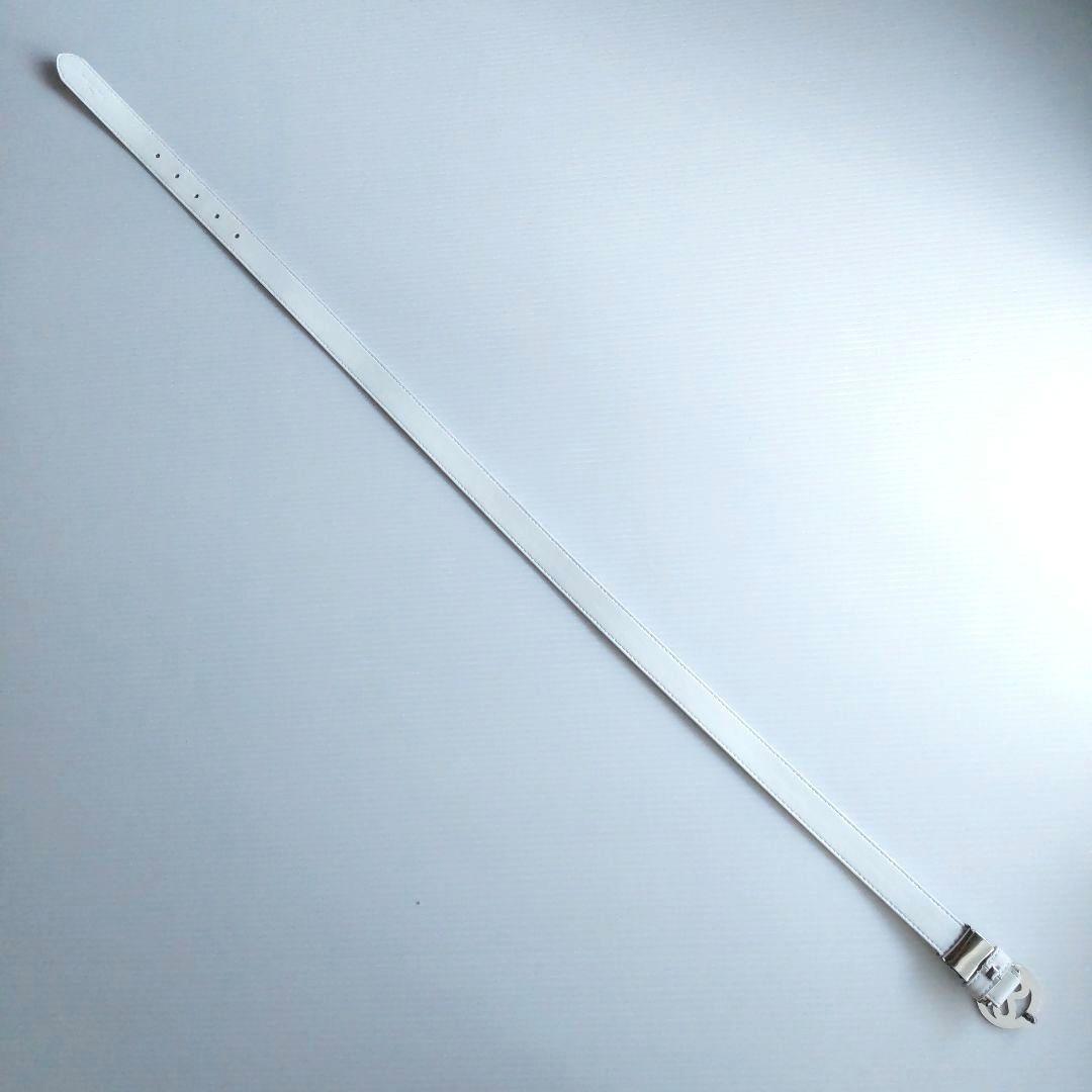 【美品】アンパスィ レディース ゴルフ ベルト ホワイト ロゴバックル