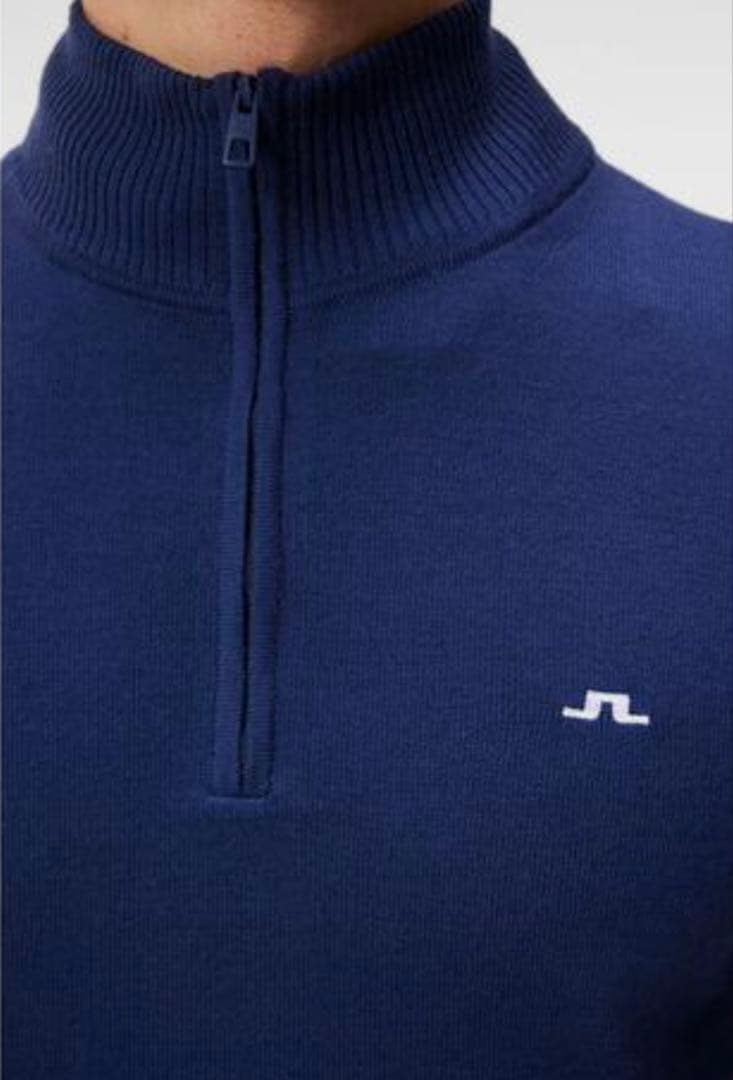 J.LINDEBERGハーフジップ セーター インディゴブルー　新品S(M相当)